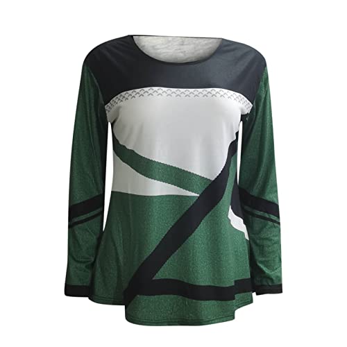 Tops Damen, Langärmeliges T-Shirt für Frauen, Sweatshirt Ohne Kapuze Rundhalsausschnitt, Patchwork, Colour-Blocking Abgesetzte Ärmel Schlankes Hemd Skinny Und Stilvoll Tops Elegant von Susenstone