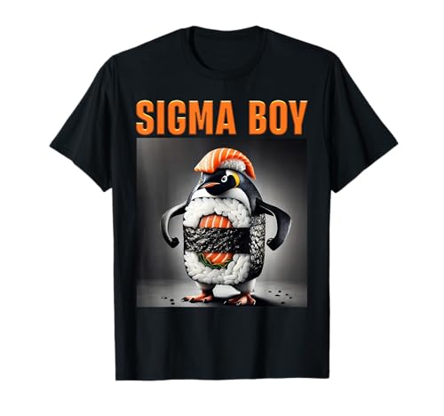 Boy Sigma Funny Sushi Roll Pinguin Brainrot Meme AI Witz T-Shirt Boy Sigma Funny Sushi Roll Pinguin Brainrot Meme AI Witz T-Shirt von Sushi Brainrot Penguin 2025