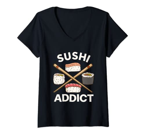 Damen Sushi-Liebhaber T-Shirt mit V-Ausschnitt von Sushi Lover Apparel