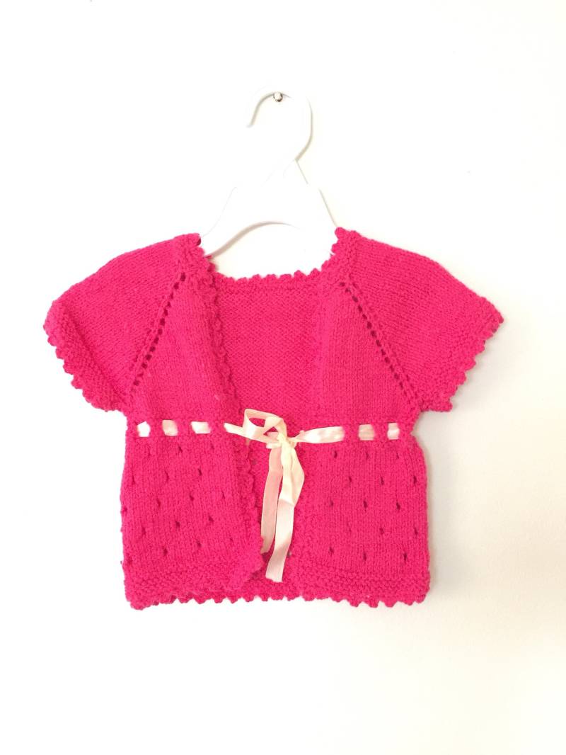 Baby Mädchen Gestrickte Strickjacke Mit Hut Handgefertigte Marke Neue Hellrosa von SushiNanas