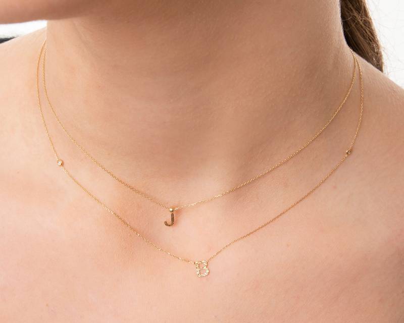 Initialenhalskette Aus 18-Karätigem Gelbgold - Initialenhalsband Gold Personalisierte Halskette Personalisierter Schmuck Initialenhalskette Aus 18-Karätigem Gelbgold - Initialenhalsband Gold Personalisierte Halskette Personalisierter Schmuck von SusinaBijoux