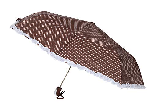 Susino 3280 Automatik Taschenschirm Φ 100 cm/Strurmschirm mit Punkten/Dot umbrella (Braun) von Susino