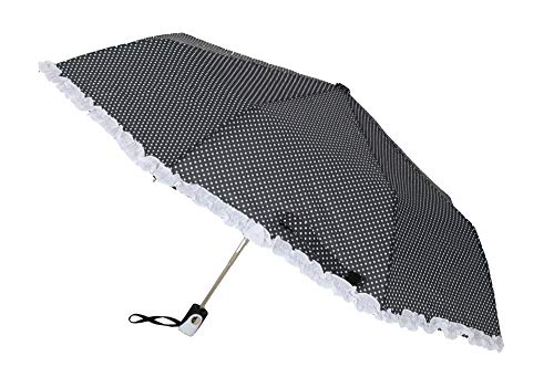Susino 3280 Automatik Taschenschirm Φ 100 cm/Strurmschirm mit Punkten/Dot umbrella (Schwarz) von Susino