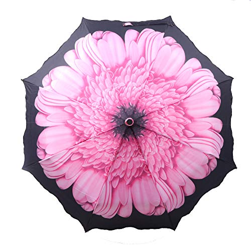 8216 Automatik Taschenschirm Φ 100 cm/Strurmschirm mit Blumen/umbrella with flower design (Overlook, Coverstich) (Rosa) von Susino