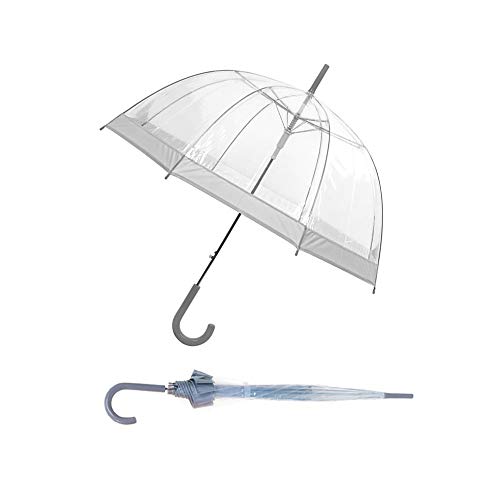 Susino Parapluie Droit ouverture automatique - Transparent Avec Bordure Argent Regenschirm, 90 cm, Silber (Argenté) von Susino