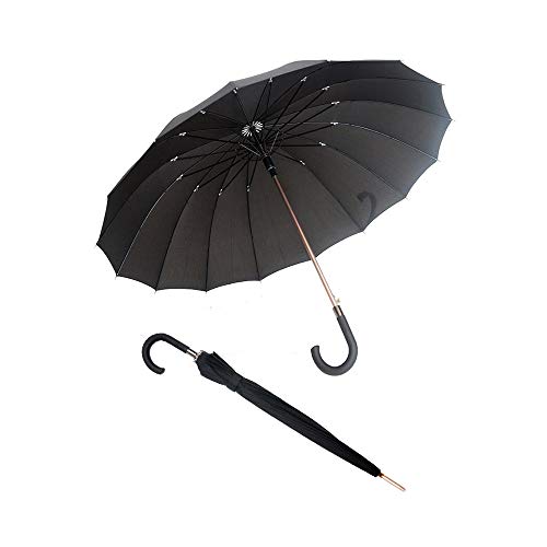 Susino Regenschirm, schwarz, Unisex, für Damen und Herren – großer Regenschirm mit 114 cm Durchmesser – Automatisches Öffnungssystem – 16 Streben aus bruchsicherem Fiberglas von Susino
