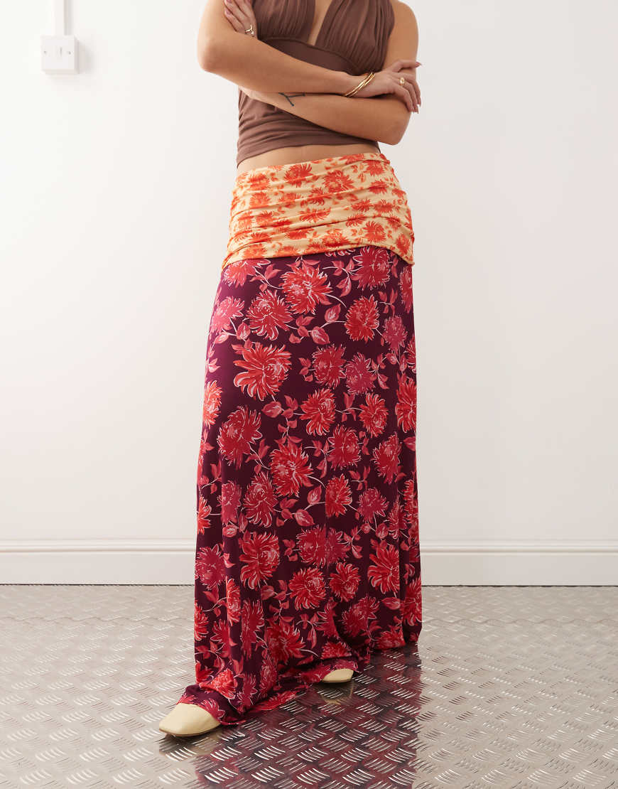 Susmie's - Flora - Midaxirock mit Boho-Blumenmuster und Umschlagbund-Bunt von Susmie's