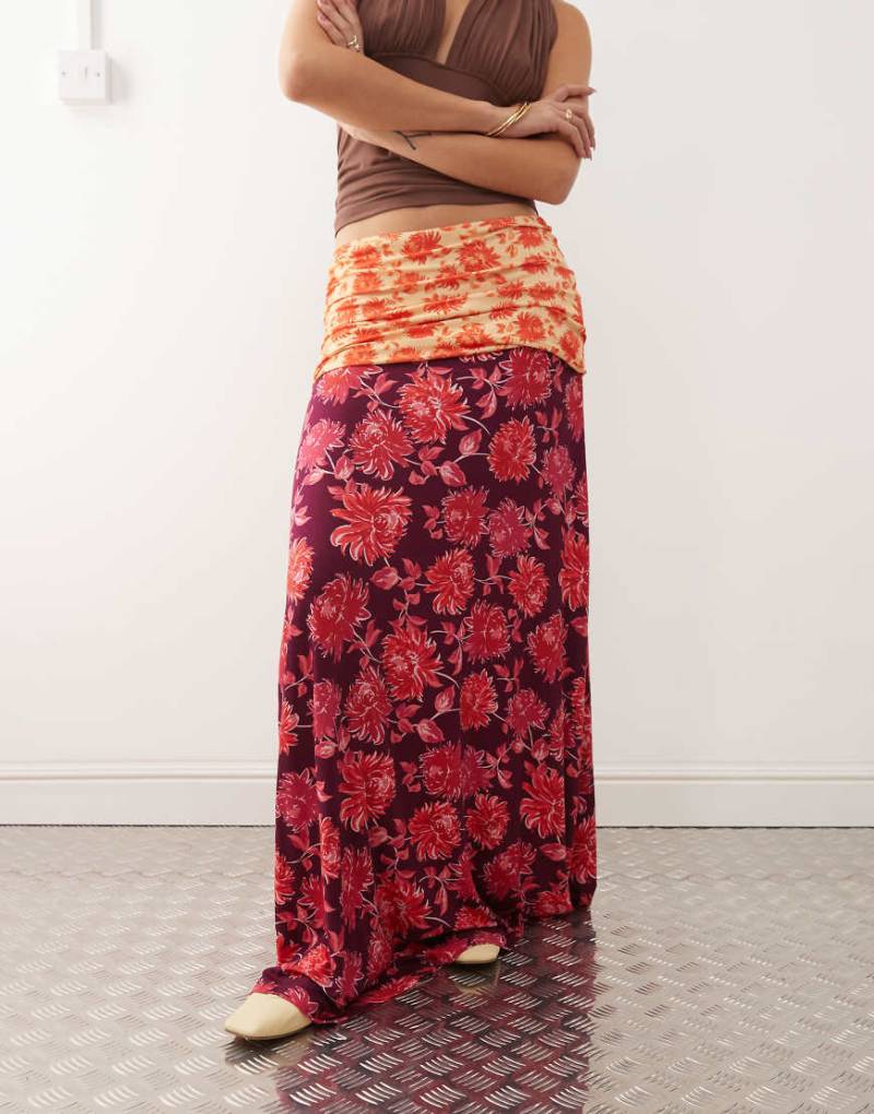 Susmie's - Flora - Midaxirock mit Boho-Blumenmuster und Umschlagbund-Bunt von Susmie's