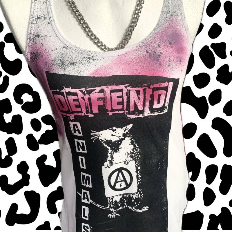 Defend Animals Tanktop in Small Größe L/Einzelstück Tierrechte Shirt Vegan Punk von SuspiriaPrints