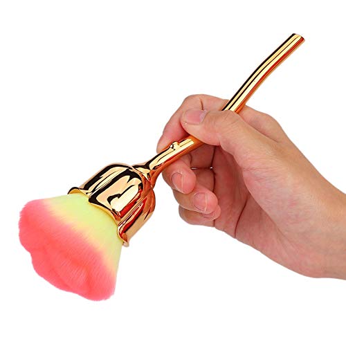 SustVita Nail Art Staubpuder-Entferner-Bürste, weiche Nagelbürsten in Rosenform zum Reinigen und Trimmen von Make-up-Werkzeugen (03-Hellgelb + Rosarosa) von SustVita