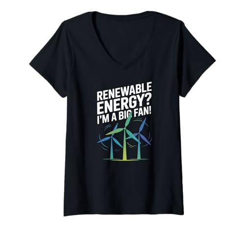Damen Erneuerbare Energien Ich Bin EIN großer Fan von Eco Advocate T-Shirt mit V-Ausschnitt Damen Erneuerbare Energien Ich Bin EIN großer Fan von Eco Advocate T-Shirt mit V-Ausschnitt von Sustainable Renewable Energy Enthusiast