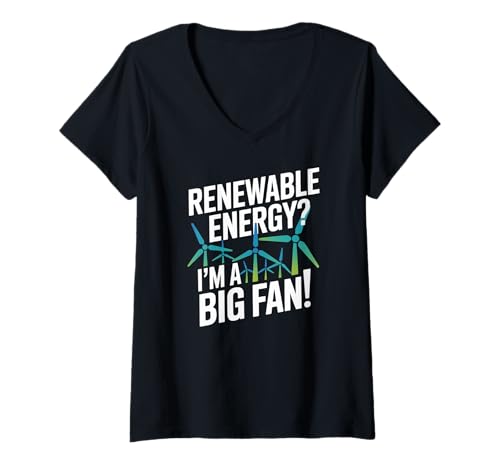 Damen Erneuerbare Energie I'm A Big Fan Statement T-Shirt mit V-Ausschnitt Damen Erneuerbare Energie I'm A Big Fan Statement T-Shirt mit V-Ausschnitt von Sustainable Wind Power Enthusiasts Unite