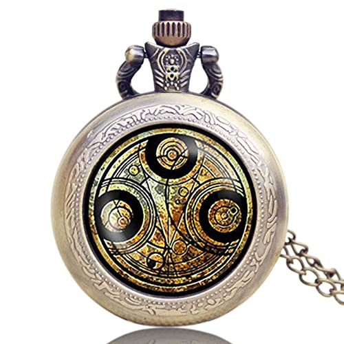 Suuim Mechanische Taschenuhr mit Kette, Bronze, Quarz-Anhänger, Taschenuhr, Kette, Halskette, Anhänger, Taschenuhr, Uhr, Geschenke für Männer, Frauen, Kinder, C (Farbe: B) (B) von Suuim