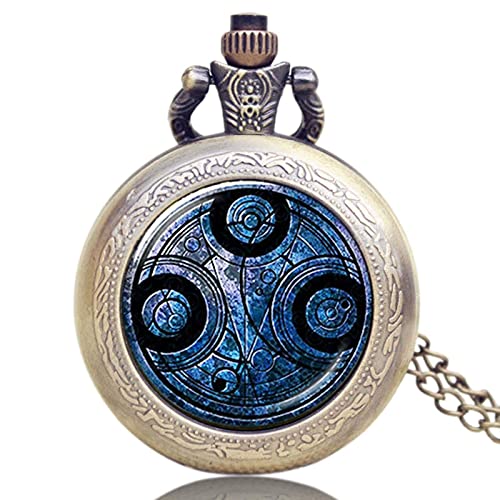 Suuim Mechanische Taschenuhr mit Kette, Bronze, Quarz-Anhänger, Taschenuhr, Kette, Halskette, Anhänger, Taschenuhr, Uhr, Geschenke für Männer, Frauen, Kinder, C (Farbe: B) (einfarbig) von Suuim