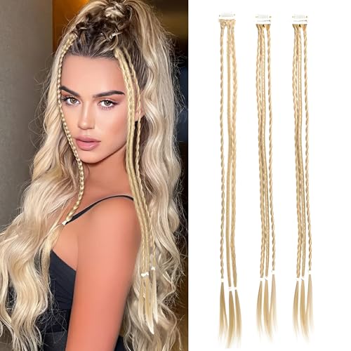 Clip in Flechthaarverlängerungen，Suuwwn 3 PCS 55 cm Clip in Braid Extensions Flechtverlängerungen mit Haarclip Langes Haarteil, Natürliches, Weiches, Synthetisches Haar Für Damen von Suuwwn