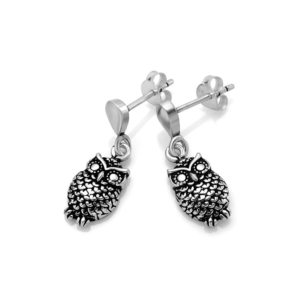 Suvani 925 Stelring Silber Detaillierte Vintage Eule Baumeln Ohrringe Für Damen 22 Mm von SuvaniJewelry