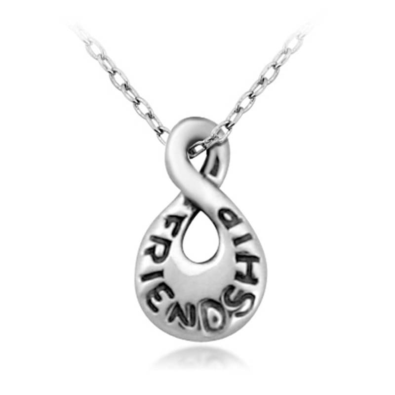 Suvani 925 Sterling Silber Freundschaft Endet Niemals Unendlichkeit Symbol Anhänger Halskette, 18 Zoll von SuvaniJewelry