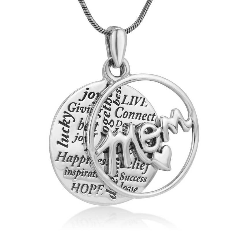 Suvani 925 Sterling Silber Love Mom Herz Mit Text Zweiteilige Gravierte Anhänger Charms Halskette 45 cm von SuvaniJewelry
