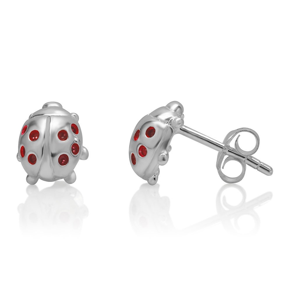Suvani 925 Sterling Silber Rot Little Lucky Ladybug 10 Mm Ohrstecker von SuvaniJewelry
