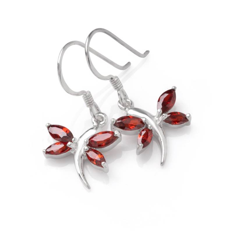 Suvani 925 Sterling Silber Rot Zirkonia Cz Libelle Baumeln Haken Ohrringe von SuvaniJewelry