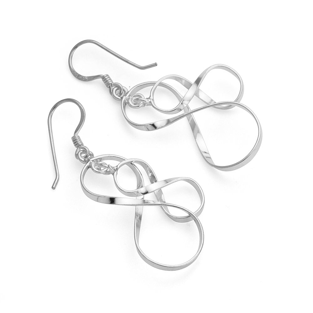 Suvani 925 Sterling Silber Spirale Baumeln Unendlichkeit Eternity Endlos Liebe Symbol Baumeln Haken Ohrringe 4.6 cm von SuvaniJewelry