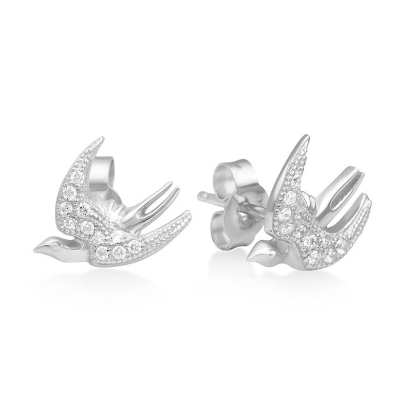 Suvani 925 Sterling Silber Weiß Cz Kleine Taube Vogel Frieden Liebe Symbol Post Ohrstecker 9 Mm von SuvaniJewelry