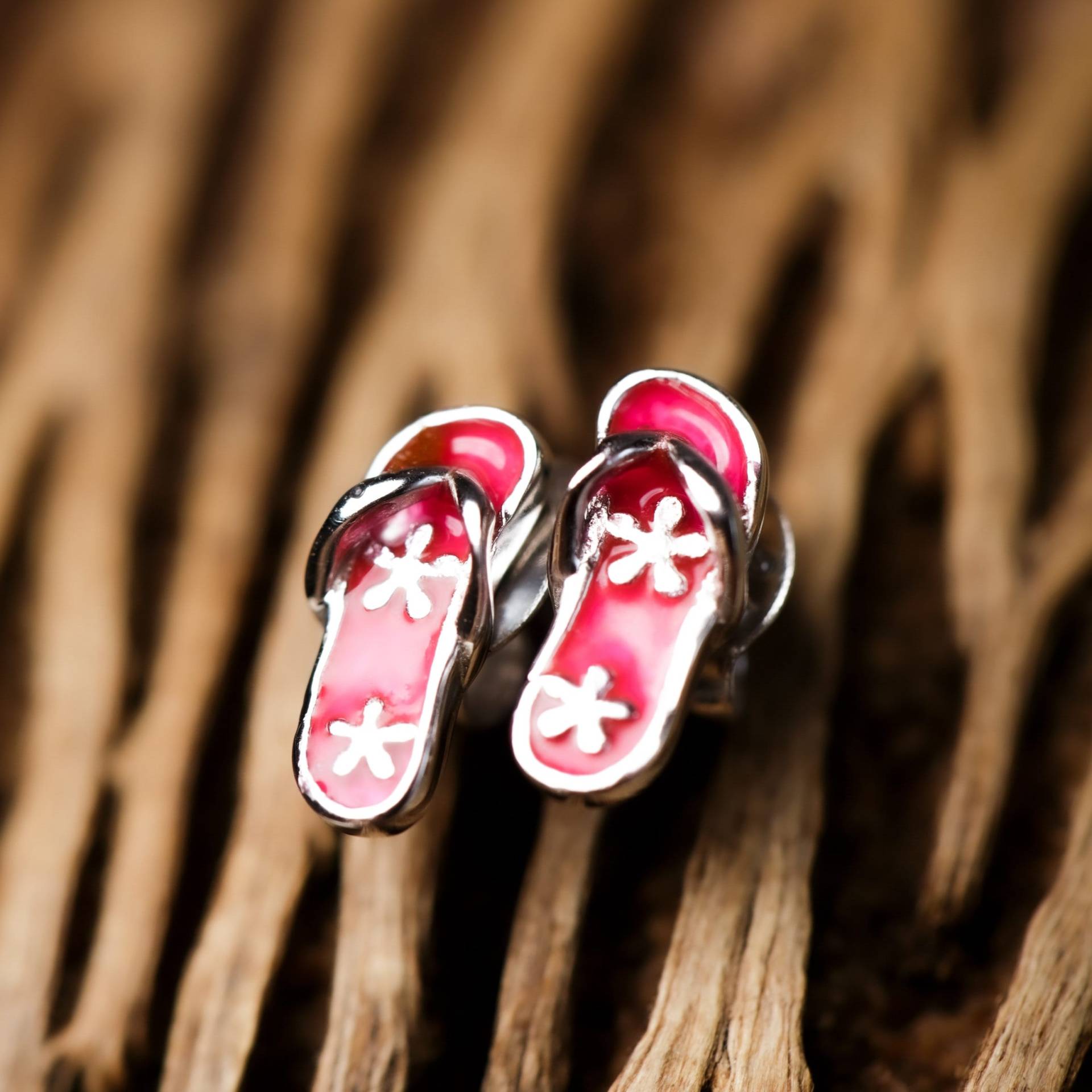 Suvani Kinder 925 Sterling Silber Flip-Flop Sandalen Rosa Blume 9 Mm Post Ohrstecker von SuvaniJewelry