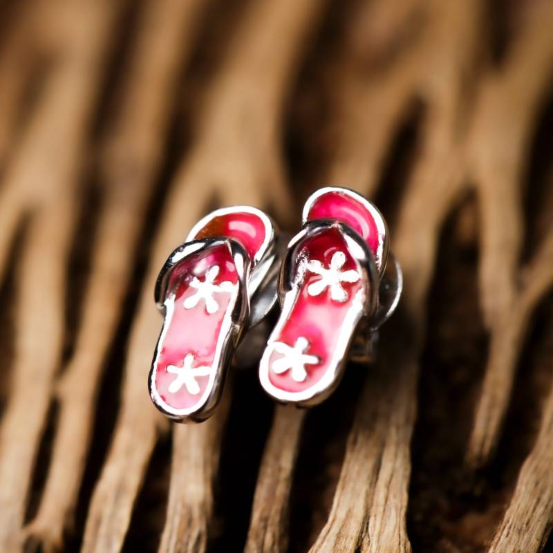 Suvani Kinder 925 Sterling Silber Flip-Flop Sandalen Rosa Blume 9 Mm Post Ohrstecker von SuvaniJewelry