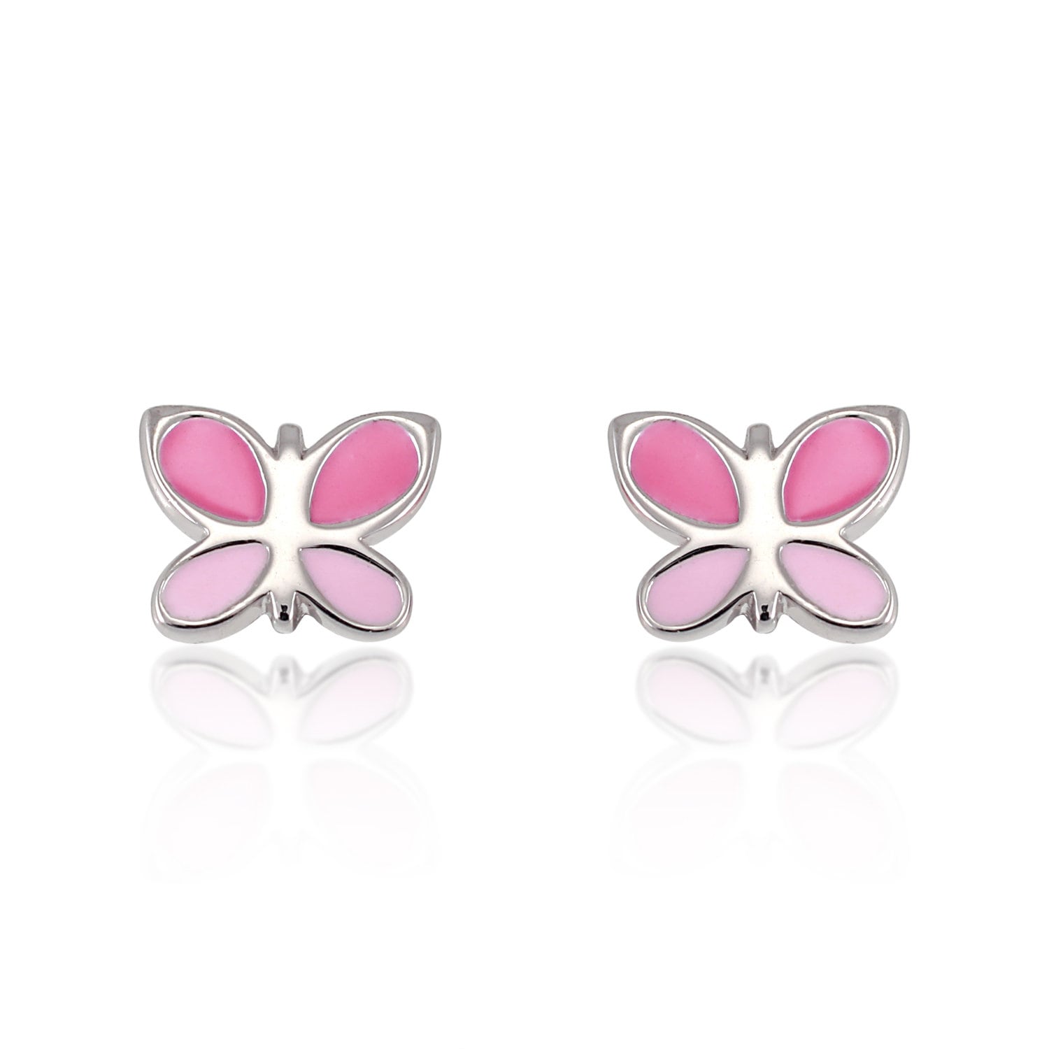 Suvani Kinder 925 Sterlingsilber Tiny Pink Schmetterling 7 Mm Post Ohrstecker von SuvaniJewelry