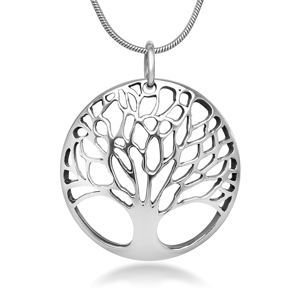 Suvani Sterling Silber 26 Mm Öffnen Filigrane Antike Baum Des Lebens Symbol Rund Anhänger Halskette 18 "' von SuvaniJewelry