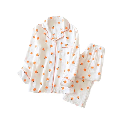 Frühling Und Sommer Pyjamas Damen Baumwolle Krepp Tuch Langarm Hosen Pyjamas Set Frühling Frauen Hause Service 01 M von Suvoiier
