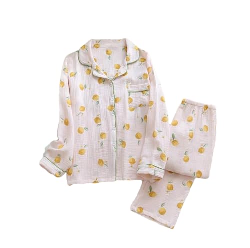Frühling Und Sommer Pyjamas Damen Baumwolle Krepp Tuch Langarm Hosen Pyjamas Set Frühling Frauen Hause Service 06 L von Suvoiier