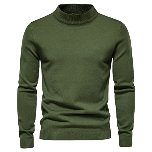 Herbst Winter Herren Stehkragen Pullover Casual Einfarbig Warm Strickpullover Herren Pullover Sweater, Gn, XX-Large von Suvoiier