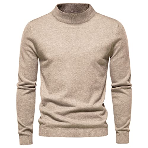 Herbst Winter Herren Stehkragen Pullover Casual Einfarbig Warm Strickpullover Herren Pullover Sweater, khaki, XX-Large von Suvoiier