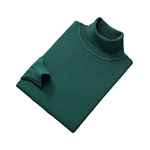Herren Kaschmir-Baumwollmischung Rollkragen Pullover, Hoher Kragen Strickpullover, Gn, Large von Suvoiier