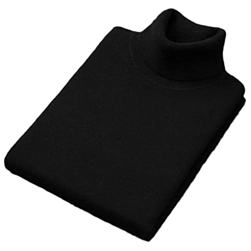 Herren Kaschmir-Baumwollmischung Rollkragen Pullover, Hoher Kragen Strickpullover, Pull Homme Neck, Schwarz, XXXL von Suvoiier