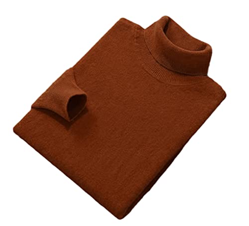 Herren Kaschmir-Baumwollmischung Rollkragen Pullover, Hoher Kragen Strickpullover, Caramel, XX-Large von Suvoiier