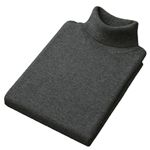 Herren Kaschmir-Baumwollmischung Rollkragen Pullover, Hoher Kragen Strickpullover, Dunkelgrau, X-Large von Suvoiier