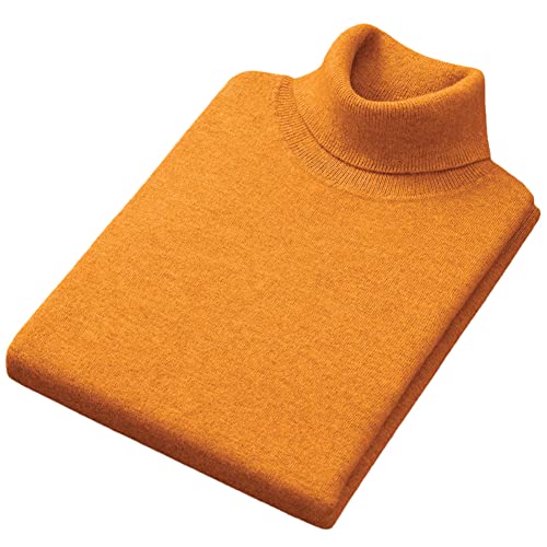 Herren Kaschmir Baumwollmischung Rollkragen Herren Pullover Pull Homme Neck Pullover Herren Hoher Kragen Strickpullover, gelb, XX-Large von Suvoiier