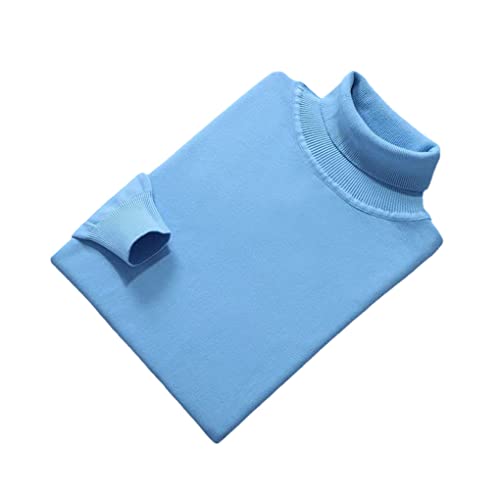 Herren Kaschmir-Baumwollmischung Rollkragen Pullover Pull Homme Hoher Kragen Strickpullover, Himmelblau, XXXL von Suvoiier
