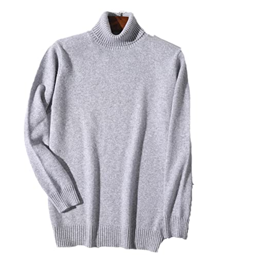 Herren Kaschmir Rollkragenpullover Herren Pullover Herbst Winter Warm Pullover Pull Male Strickpullover, hellgrau, Medium von Suvoiier