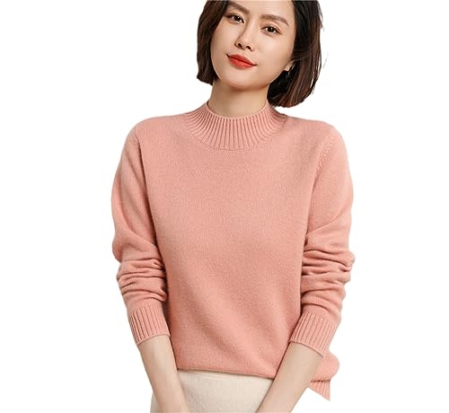 Suvoiier Frauen Stehkragen Wolle Twisted Pullover Frauen Strickpullover Aushöhlen Lose Tops Pink S von Suvoiier