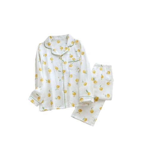 Suvoiier Frühling Und Sommer Pyjamas Damen Baumwolle Krepp Tuch Langarm Hosen Pyjamas Set Frühling Frauen Hause Service White Lemon M Suvoiier Frühling Und Sommer Pyjamas Damen Baumwolle Krepp Tuch Langarm Hosen Pyjamas Set Frühling Frauen Hause Service White Lemon M von Suvoiier