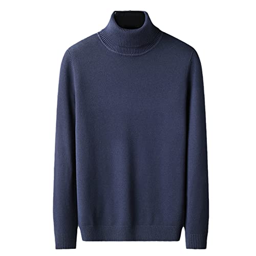 Suvoiier Herren Herbst Winter Rollkragen Kaschmir Pullover Herren Einfarbig Business Herren Pullover High Neck Pullover, marineblau, XXXL von Suvoiier