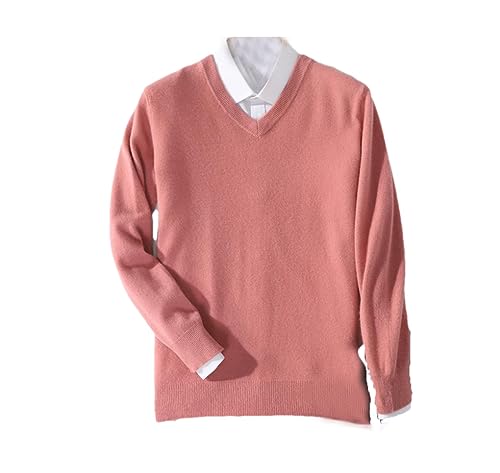 Suvoiier Herren-Kaschmirpullover, Herrenpullover, Warm, Klassisch, V-Ausschnitt, Herrenpullover, Jersey-Herrenpullover Light pink XXL von Suvoiier
