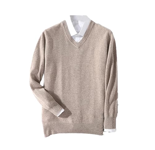 Suvoiier Herren-Kaschmirpullover, Herrenpullover, Warm, Klassisch, V-Ausschnitt, Herrenpullover, Jersey-Herrenpullover khaki9 XXL von Suvoiier