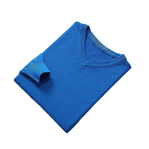 Suvoiier Männer Kaschmir Pullover Männer Pullover Herbst Winter V-Ausschnitt Weiche Warme Pullover Jumper Gestrickte Pullover Sea Blue XL von Suvoiier