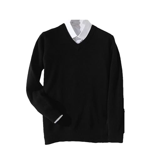 Suvoiier Männer Kaschmir Pullover Männer Pullover Herbst Winter Warme Klassische V-Ausschnitt Pullover Männlich Jumper Jersey Männer Pullover Black M von Suvoiier