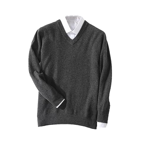 Suvoiier Männer Kaschmir Pullover Männer Pullover Herbst Winter Warme Klassische V-Ausschnitt Pullover Männlich Jumper Jersey Männer Pullover Dark gray9 XXL von Suvoiier