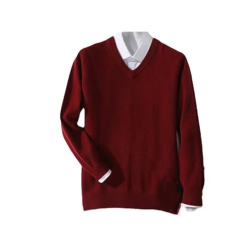 Suvoiier Männer Kaschmir Pullover Männer Pullover Herbst Winter Warme Klassische V-Ausschnitt Pullover Männlich Jumper Jersey Männer Pullover Dark red M von Suvoiier